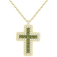 Turandoss Birthstone Cross Necklace for Women, 14K Gold Plated Necklace | Religious Christian Faith 