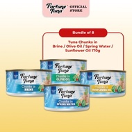 [Bundle of 8] Fortune Tuna Chunks in Brine / Spring Water / Olive Oil / Sunflower Oil 170g (Exp: 07
