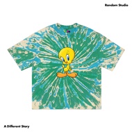 Random Studio Boxy Tshirt Supersoft 24s Tweety Tie Dye Fuji Green