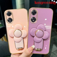 Casing OPPO Reno 8t 4G RENO 8 t 2023 Reno8 t 5g 2023 oppo a78 5g phone case Softcase Electroplated silicone shockproof Protector  Cover new design with holder fan for girls DDFS01
