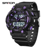 Sanda Brand Electronic Watch Fashion New Double Display Multifunctional Tpu Strap Watch Student Lumi