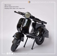 Diecast Miniatur Sepeda Motor Vespa Kuno Hitam - Miniatur Logam - MK Aluminium - MK 21 Hitam