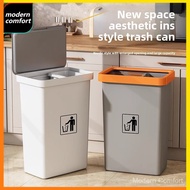 Large Capacity Household Trash Can Kitchen Tall Large Partitioned Lid Trash Can Movable No Bending F