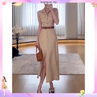 【In stock】 Women Casual Plain Split Front Button Pocket Dress LNE65370 LYIO AYX7 HTFB IX2V XETZ