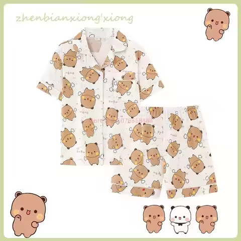 Couple Pajamas Panda Pattern Bubu And Dudu Summer Couple Pajamas Short Sleeved Home Clothes Couple P
