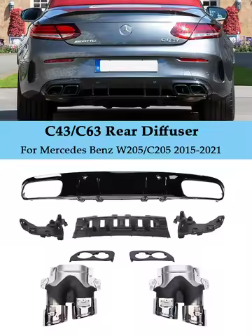 C63 C43 Style Rear Diffuser With Exhaust Pipes AMG Look For Mercedes Benz C Class W205 C205 S205 A20