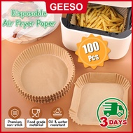 GEESO 100Pcs Air Fryer Disposable Baking Papers Non-Stick Steamer Round Parchment Paper Liners Kitch