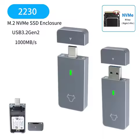 M.2 NVMe 2230 SSD Enclosure SSD Case Adapter M.2 M Key External Hard Disk Box 10Gbps USB3.2 Gen2 USB