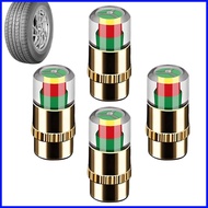 Tire Caps With Pressure Gauge 4 Pieces 2.4bar 36psi 3-Color Monitor Tire Pressure Gauge for Automoti