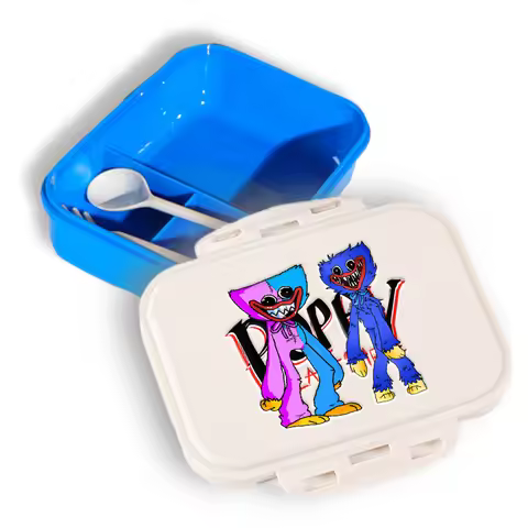 Poppy Playtime student Bento BoxHuggy Wuggy Kissy Missy Lunch box Portable Picnic Lunchbox Cartoon F