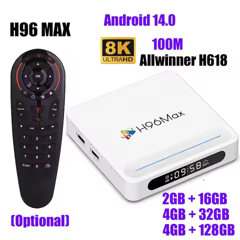 H96 Max 4G 128GB Smart TV BOX Android 14 Allwinner h618 Dual Band Wifi6 1080P BT5.4 4K HD Media Play