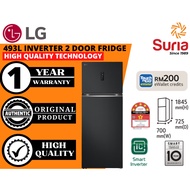 (Free Delivery Kedah,Penang & Perlis)LG 493L GN-B452PQBK Smart 5 Star Inverter 2 Doors Refrigerator