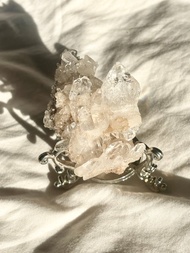 高質 哥倫比亞 粉利姆利亞 雷姆利亞 白水晶簇 帶彩 水晶原礦 天