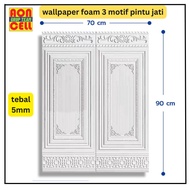 Wallpaper Ruang Tamu 3d Foam/Wallfoam Dinding Motif Pintu Jati 70x90