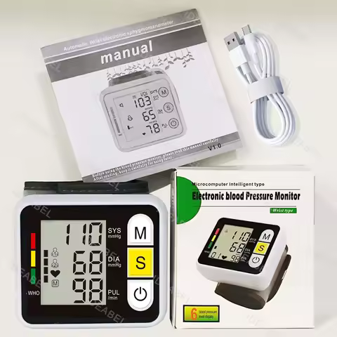 Digital Wrist Blood Pressure Monitor Medical Upper Arm Sphygmomanometer Automatic Tonometer Tensiome