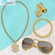 [Ddouble.my] 80s 90s Costume Outfit Set Dollar Sign Ring 80s/90s Rapper Accessories Rock Star Glasse