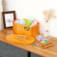 Oval Yarn Bowl with Lid Wood Crochet Yarn Holder with Curved Slot for Knitting Lover SHOPSKC9989