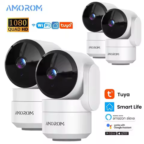 AMOROM 2K Indoor Camera 5/2.4G Wi-Fi Home Night Vision Security Camera 360-Degree Rotating Camera AI