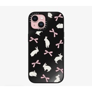 (NETT NO NEGO) preloved casetify mirror bunny rabbit ribbon bow coquette black pink iphone 15 cases