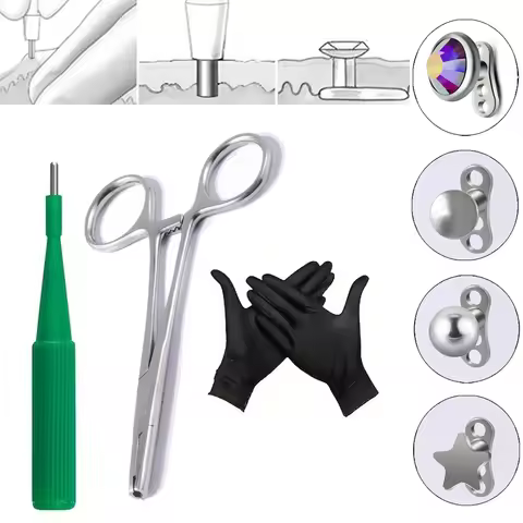 1Sets Titanium Surface Piercing Dermal Anchor Safe Sterile for Novices Piercing Micro Skin Diver Pie