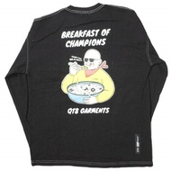 เสื้อยืดแขนยาวมือสอง ยี่ห้อ QT8 Garments รุ่น BREAKFAST OF CHAMPIONS เสื้อยืดแขนยาวเนื้อหนา ไซส์ 09A