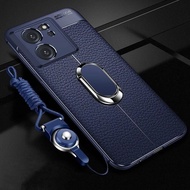 For Xiaomi Mi 13T Case Litchi Leather Texture Shockproof Ring Holder Back Cases For Xiaomi 13T 12T 11T Pro Silicone Lanyard Phone Cover
