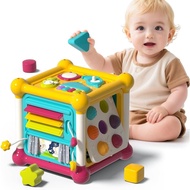 PANITU Baby Activity Cube, Cube Toys for Babies 6-12 Months, Toddler Music Busy Board with 4 Sensory