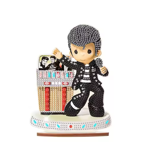 Irregular Shape Singer Diamond Art Painting Desktop Display Kit, Mosaic Arts Crafts for Home Table D