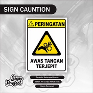 Stiker Peringatan Awas Tangan Terjepit / Sticker Awas Tangan / Sticker Safety Bahaya Terjepit Label