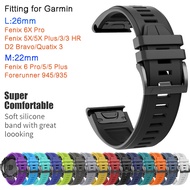 26MM 22MM Width Silicone Watch Strap for Garmin MARQ Forerunner 945 Instinct Fenix 6X Pro Solar 6 Pro 5X 5XPlus 5 5Plus 3 3HR S60 D2 Mk1 Mk2 Mk2i Mk3i 51mm Watch Strap