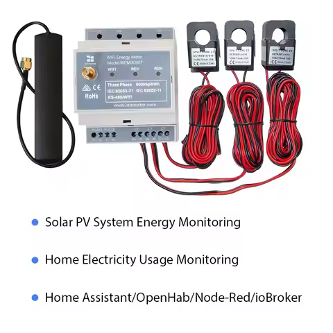 Bi-directional,150A,Din Rail,Home-Assistant,Zabbix,NodeRed,Solar PV,CE,Three Phase Energy Meter,MQTT