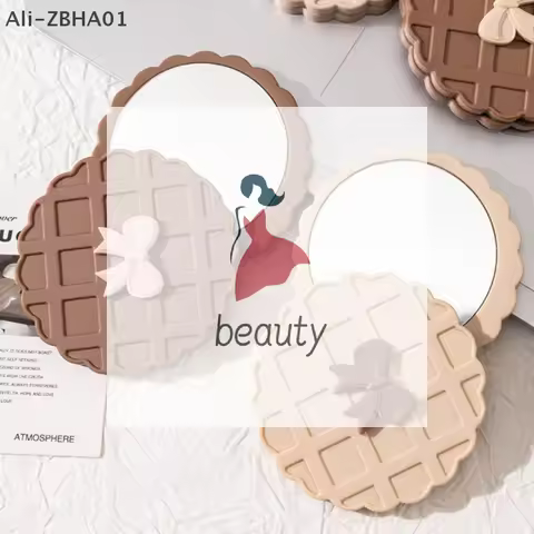 1PCS Personalized Beauty Cosmetic Party Favor Mirror Waffle Shape Slide Double-Sided Makeup Mirror P