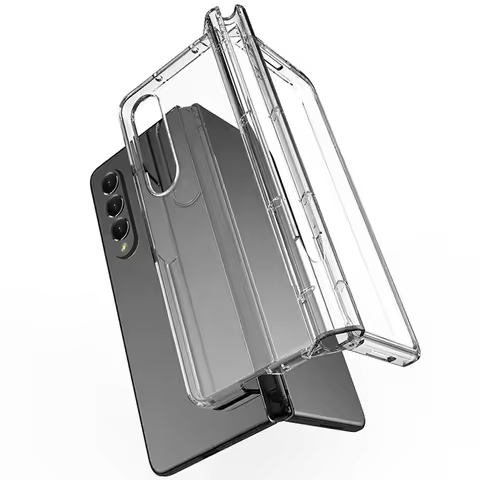 For Samsung Galaxy Z Fold 6 5 4 3 Transparent Case Shockproof Back Cover With S Pen Holder Shell For