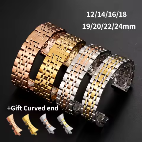 Solid Stainless Steel Watch Band for Tissot for Longines 22mm 12/14/16/18/19/20/24mm Width Wristband