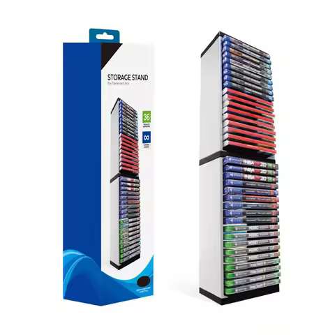 Video Game Storage Tower Store 36 Game Discs Storage Holder Shelf for PS5 Double Storage Tower for P