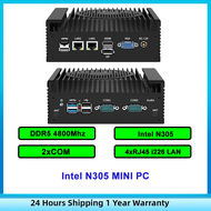 Fanless Firewall Mini PC Intel Processor N-series N305 Soft Router 4x i226 2.5G DDR5 2*COM Industria