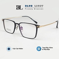 Gọng Kính Cận, Kính Giả Cận TITANIUM Cao Cấp Nam Nữ, Mắt Vuông Nhỏ, Lịch Sự, Sang Trọng, Gọng Đen Bạ