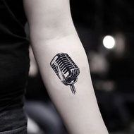 OhMyTat 麥克風 Microphone 刺青圖案紋身貼紙 (2 張)