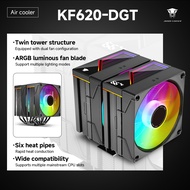 Jungle Leopard KF620-DGT Digital ARGB CPU Cooler Black / White 6 Heat Pipes Temperature Digital Disp