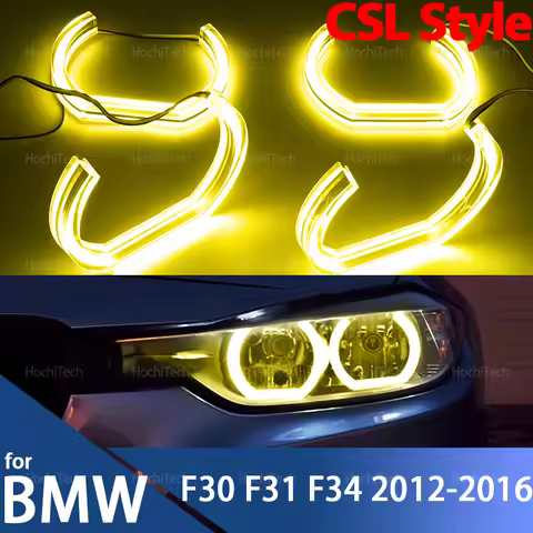 Car Styling CS CSL Style LED Angel Eyes Rings Headlight Lemon Yellow DRL Light for BMW 3 Series F30 