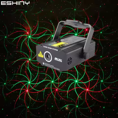 ESHINY MINI R&G Laser 4 Patterns Projector DJ Christmas Light Dance Disco New Years Bar Family Party