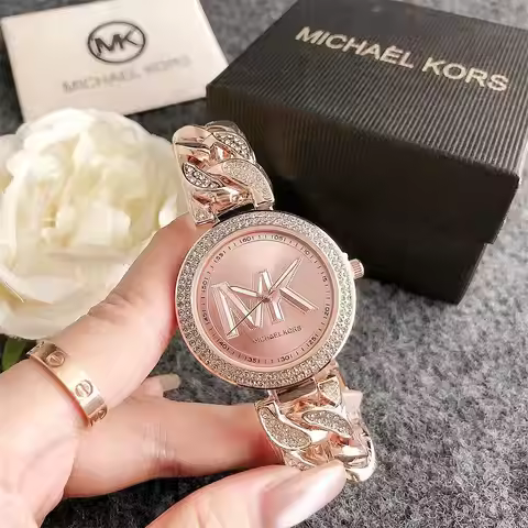 Michael Kors Luxury Gold Women Watch Crystal Diamond Chain Bracelet Quartz Wristwatch Ladies Fashion