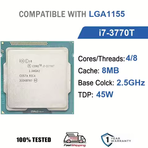 Intel Xeon i7-3770T 4 Core 8 Thread 2.5GHz 45W 8MB Cache 22nm Ivy Bridge DDR3-1333/1600 MHz SR0PM LG