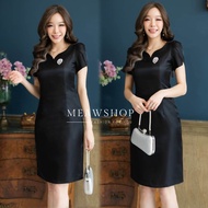 มี5สีค่ะ S-4XL ชุดเดรสผ้าไหมญี่ปุ่นอัดกาว คอหัวใจ ทรงแขนทิวลิป ชุดออกงาน ชุดไปงาน ชุดไปงานบุญ งานบวช