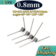 sus304 d0.8mm OD5/5.5/6/6.5/7/8/9/10mm V-shaped spiral torsion spring angle 60/90/120/180 degrees(LY