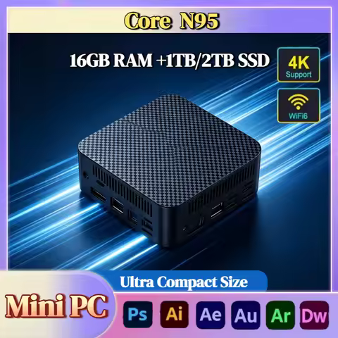 Intel Core N95 Mini PC 4C4T 3.4GHz 6MB 15W 16GB DDR4 M.2 NVMe SSD Triple 4K WiFi6 Silent Cooling Off