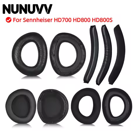 NUNUVV Replacement 1 Pair Sheepskin Ear Pads or Headband For Sennheiser HD700 HD800 HD800S Headphone