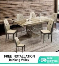 Q 10 - (2 Options) 8 Seater Marble Dining Table / Marble Table for 8 Persons / Rectangular Marble Dining Table For 8 / 1+6  Marble Dining Table Set / 1+6 Marble Dining Set / 2 Meter  Marble Dining Table / 6 Seater Marble Dining Set / Set Makan Marble (TWL