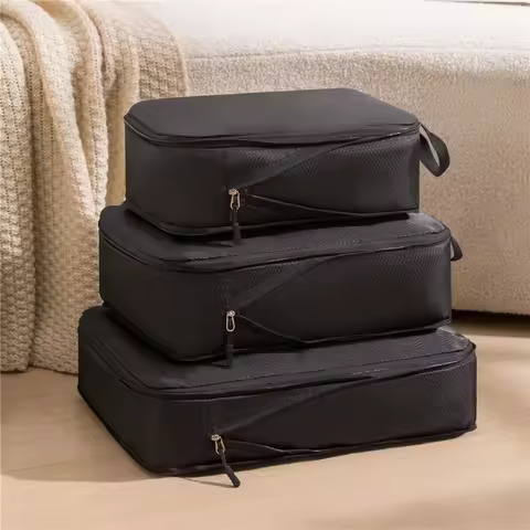 3Pcs/Set Travel Compressible Packing Cubes Multifunction Travel Storage Bag Waterproof Suitcase Nylo
