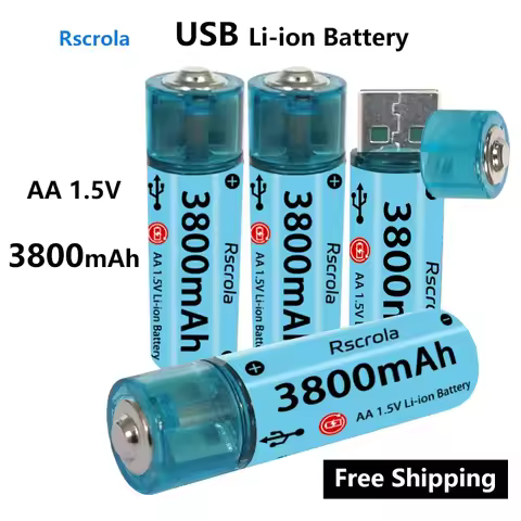 2025 New AA Li-ion Battery USB AA Rechargeable Battery Fast Charge Over 1000 Cycle Works for Cameras